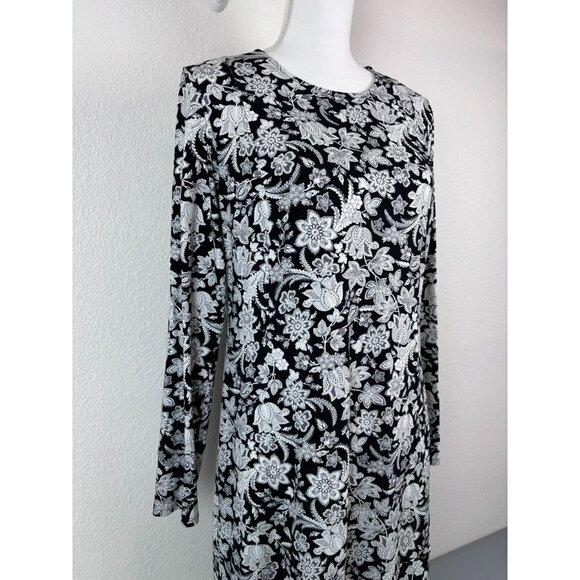 J. Jill women's small black and white long sleeve jersey knit shirt mini dress - Picture 2 of 7